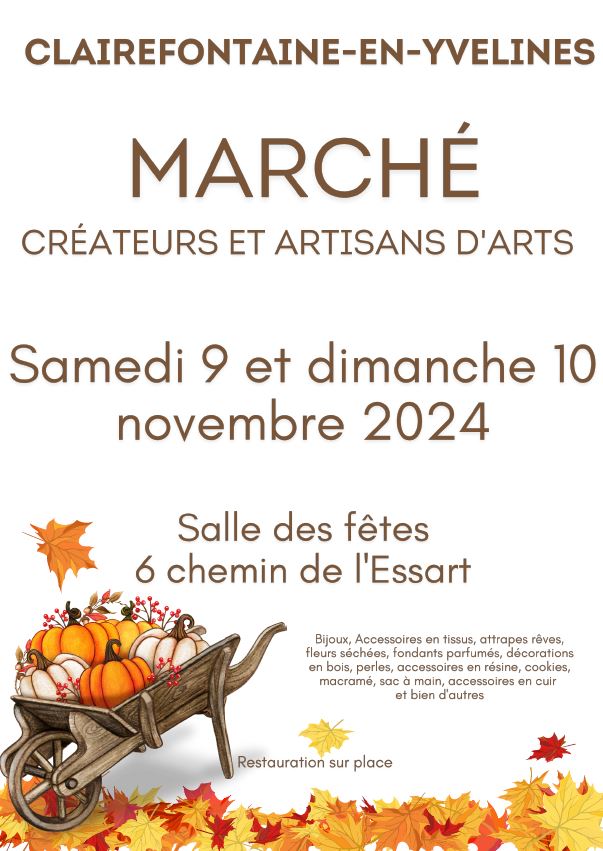 CLAIREFONTAINE EN YVELINES – Marché créateurs – 9 et 10 novembre